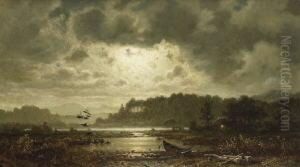 Abendstimmung An Einem Waldweiher. by Dietrich Langko