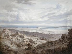Blick Uber Die Sizilianische Kuste Mit Der Stadt Syrakus by Josef Langl