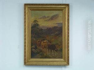A Highland Cattle Scene With Drover