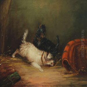 Terriers Chasing A Mouse by J. Langlois