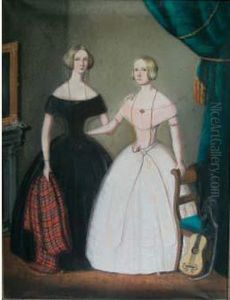 Portrait De Miss Green Et Miss King by Wilhelm Heinrich Langschmidt