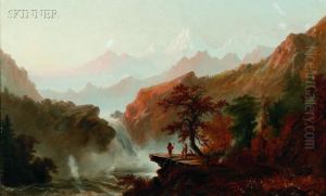 Panoramic Landscape With Native Americans by Charles Lanman