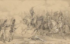 Charge De Dragons Contre Des Grenadiers by Charles Lannes De Montebello