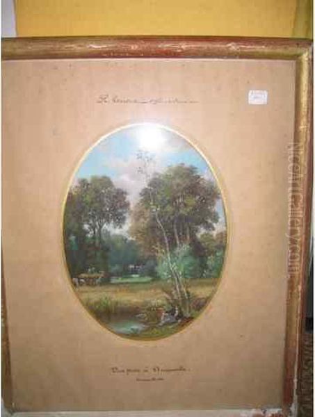 "vue Prise A Arnouville" Pastel A Vue Ovale - view 1