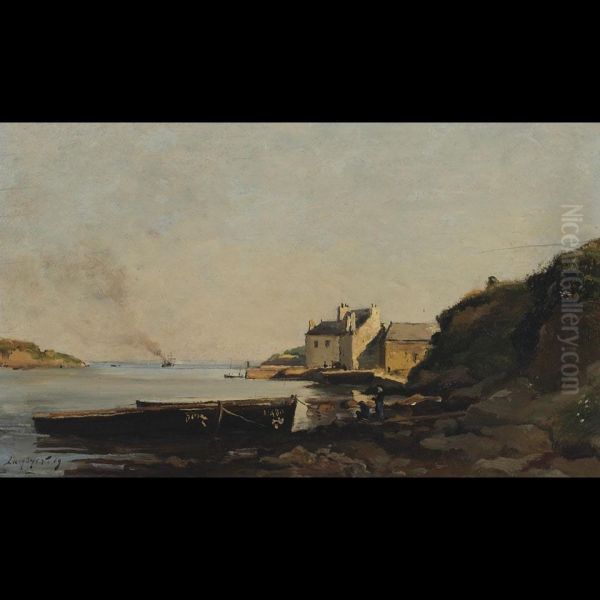 Coastal Scene With Beached Boats - view 1