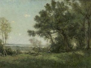 Landschaft Mit Sitzender Figur.