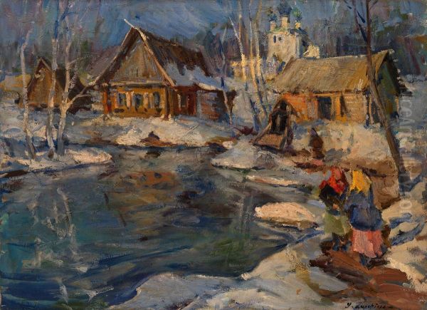 Russian Village In Winter - view 1