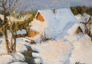 Paysage De Neige by Georgi Alexandrovich Lapchine
