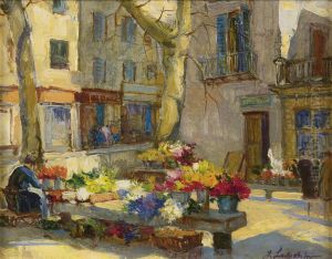 Marche Aux Fleurs, Menton by Georgi Alexandrovich Lapchine