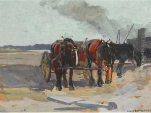 Work Horses And Cart