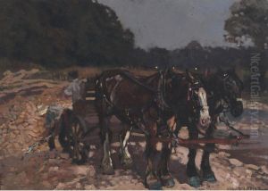 Team Of Horses At The Gravel Pit by Andreas Christian G. Lapine