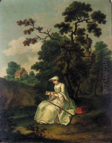 A River Landscape With A Young Lady - view 1