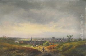 Sunlight Over A Panoramic View Of A French Town