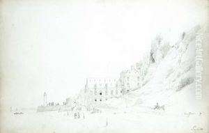 Vue D'honfleur Avec Un Peintre Sur Le Motif
