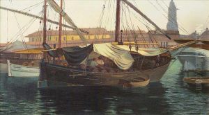 "velero En El Puerto" by Domingo Laporte
