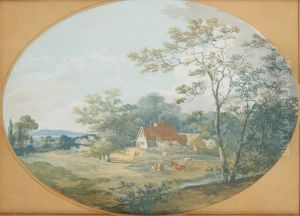 A Pastoral Landscape With Cows And A Farmstead by John Laporte