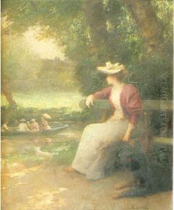 Elegante Assis Dans Un Parc by Armand Laroche