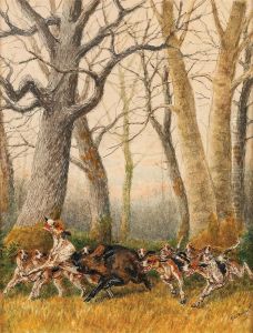 La Prise Du Sanglier Par Les Chiens by Georges Larocque