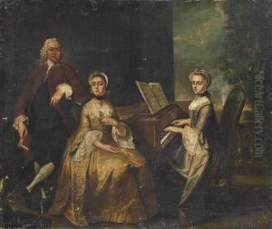 Portrait Of A Family Around A Harpsichord by Marcellus, Laroon Jr.