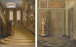 Escalier De Marbre A Versailles; Interieur D'un Palais by Guillaume Larrue