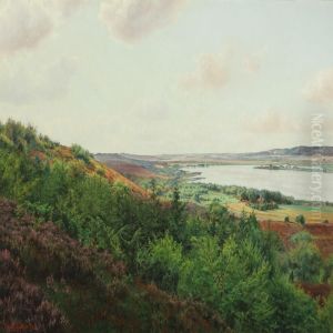 View Over Lake In Silkeborg by Adolf Larsen