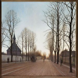 View Of Frederiksberg Alle And Frederiksberg Church by Adolf Larsen
