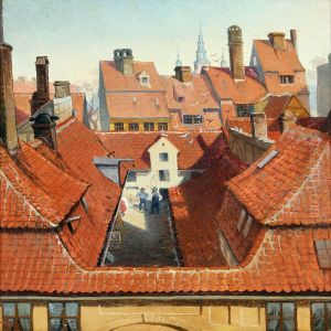 Rooftops In Copenhagen With Rosenborg Casstle In The Background