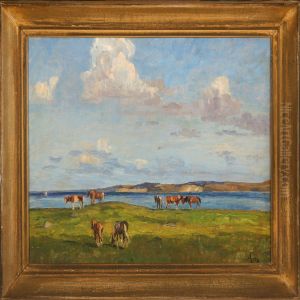 Landscape With Grassinghorses by Alfred Valdemar Larsen