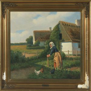 Eksterior From A Farmhouse by Alfred Valdemar Larsen