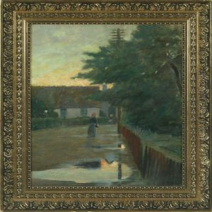 Village Scenery With Woman by Alfred Valdemar Larsen