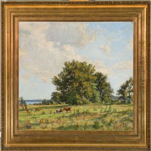Grazing Cattle On A Field by Axel W. Larsen