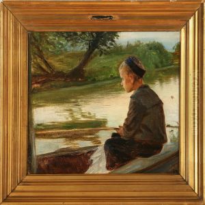 A Young Boy Fishing