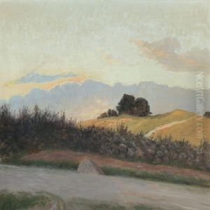 Danish Summer Landscape With Stone Wall by Thorvald Larsen