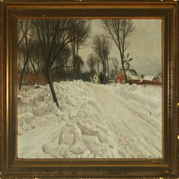 Winter Landscape With Houses - view 1