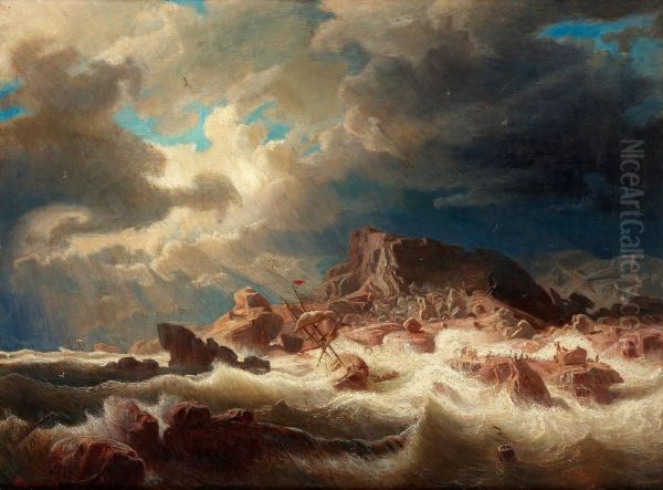 Stormy Sea With Ship Wreck - view 1