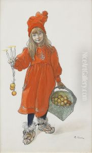 Brita Med Julljus by Carl Larsson