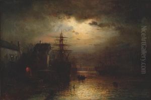 Moonlight In The Harbour, Calais, France by Markus Larsson