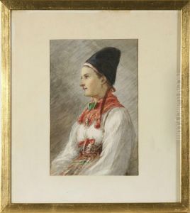 Kvinnoportratt I Folkdrakt by Virginia Larsson