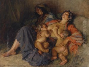 Gypsy With Her Two Children