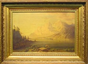 Fisherman In An Extensive Mountain Landscape by Lasalle