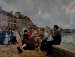 Arromanches, La Digue Animee by Gustave Francois Lasellaz