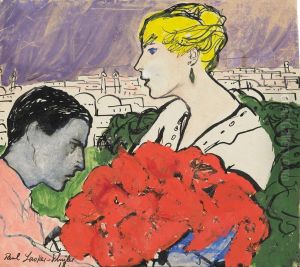 Paar Mit Rotem Bouquet(selbstbildnis) by Paul Lasker Schuler