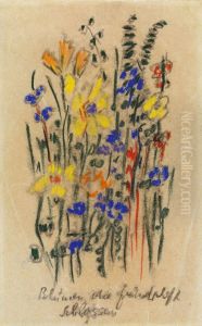 Pastell- Und Olkreiden Auf Sehr Dunnem Elfenbeinfarbenen Papier 21,8 X 13,7 Cm, Unter Glas Gerahmt. Unten Am Rand Mit Bleistift, Einen Schriftzug In Schwarzer Kreide Nachziehend, Betitelt Blumen, Die Freundschaft/schlossen . - Mit Knitterun Pastell- Und Olkreiden Auf Sehr Dunnem Elfenbeinfarbenen Papier 21,8 X 13,7 Cm, Unter Glas Gerahmt. Unten Am Rand Mit Bleistift, Einen Schriftzug In Schwarzer Kreide Nachziehend, Betitelt Blumen, Die Freundschaft/schlossen . - Mit Knitterun
