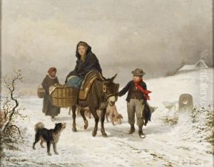Donkey Ride In The Snow by Louis Simon Lassalle