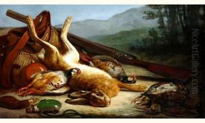Nature Morte Au Lievre, Perdrix Rouge Et Becasse by Gustave Lassalle-Bordes