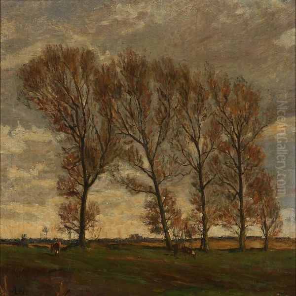 Autumn Landscapewith Trees And Grazing Cows - view 1