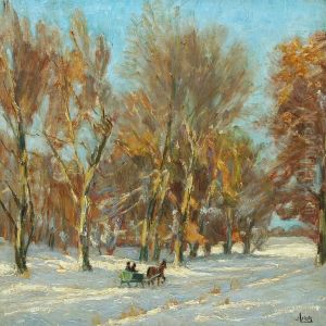 Winter Forest With Horse-drawn Sleigh
