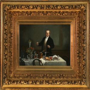 A Gentleman Is Smoking A Cigar After A Joyful Dinner by Hans August Lassen
