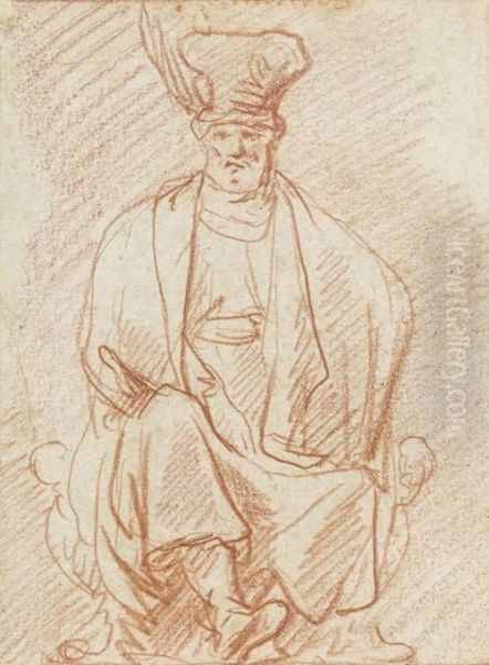 A Seated Man Wearing A Hat - view 1