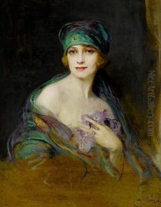 A Half Length Portrait Of Princess M. Ruspoli, Duchess De Gramont by Philip Alexius De Laszlo